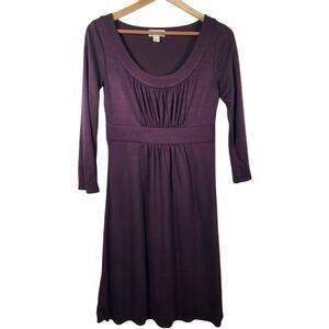 Ann Taylor Loft Women's Plum Ruched Long Sleeve Dress Size 6